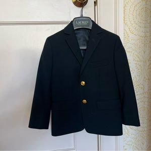 Lauren Navy Classic Boys Sport coat with gold buttons, Size 5